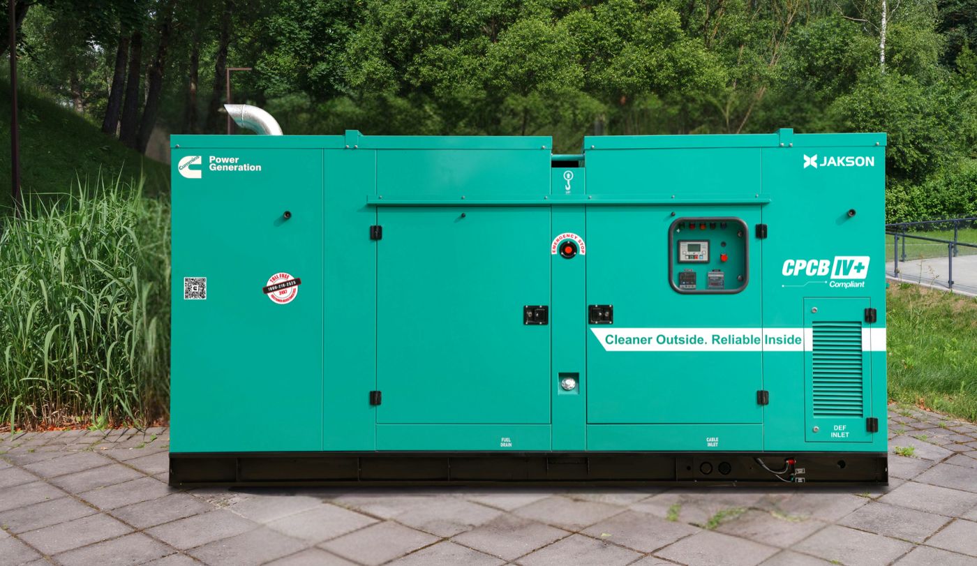 Silenced standby diesel generator installed outdoors